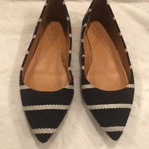 J.Crew Navy and White Striped Flats